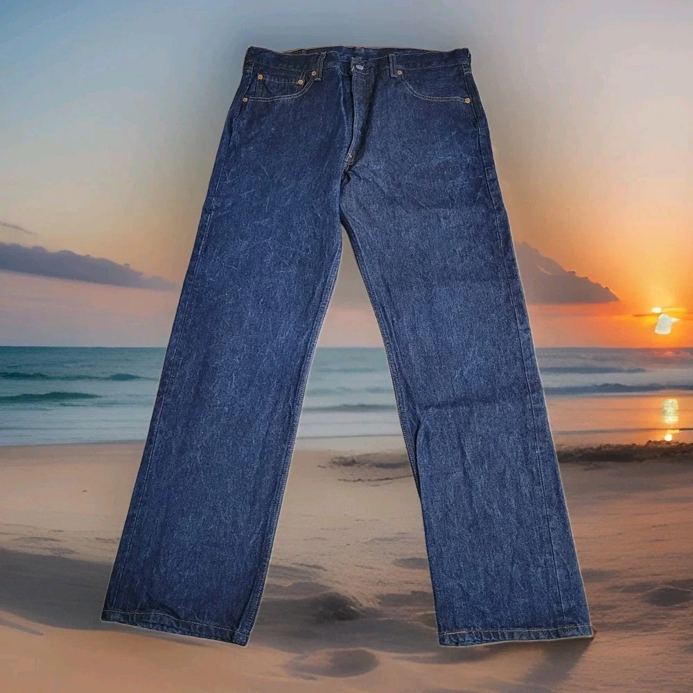 👖Vintage Y2K Levis 501XX Rigid Raw Jeans Men 36×34 (34×32) Dark Wash Denim 2001
